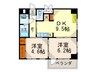 Casa del Akehama 2DKの間取り