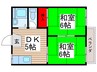 くぬぎ山コ－ポ 2DKの間取り