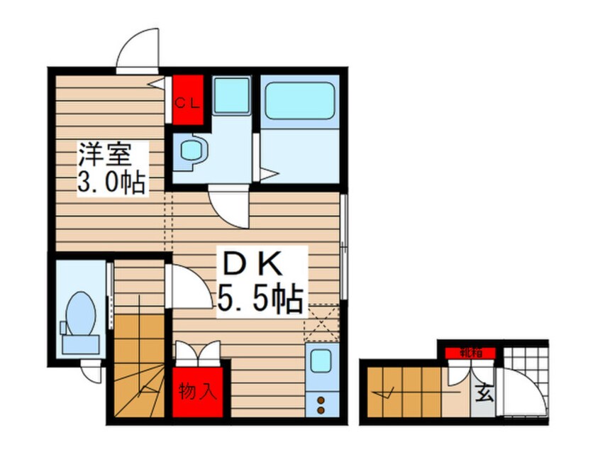 間取図 フロ－ラアサヒ