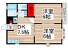 エスポワール我孫子Ａ棟 2DKの間取り