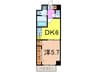 リバ－サイドプレ－ヌ 1DKの間取り