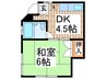 横溝荘 1DKの間取り