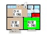 グランデュール北原台Ｂ棟 2DKの間取り