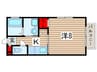 クレール天台 1Kの間取り