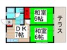 サンシティ－Ａ 2DKの間取り