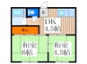 ア－リ－コ－ポ鴨川 2DKの間取り