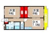 サンパレスおゆみ野 2DKの間取り