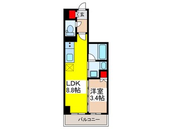 間取図 ﾌﾟﾗｳﾄﾞﾌﾗｯﾄ三越前ｲｰｽﾄ