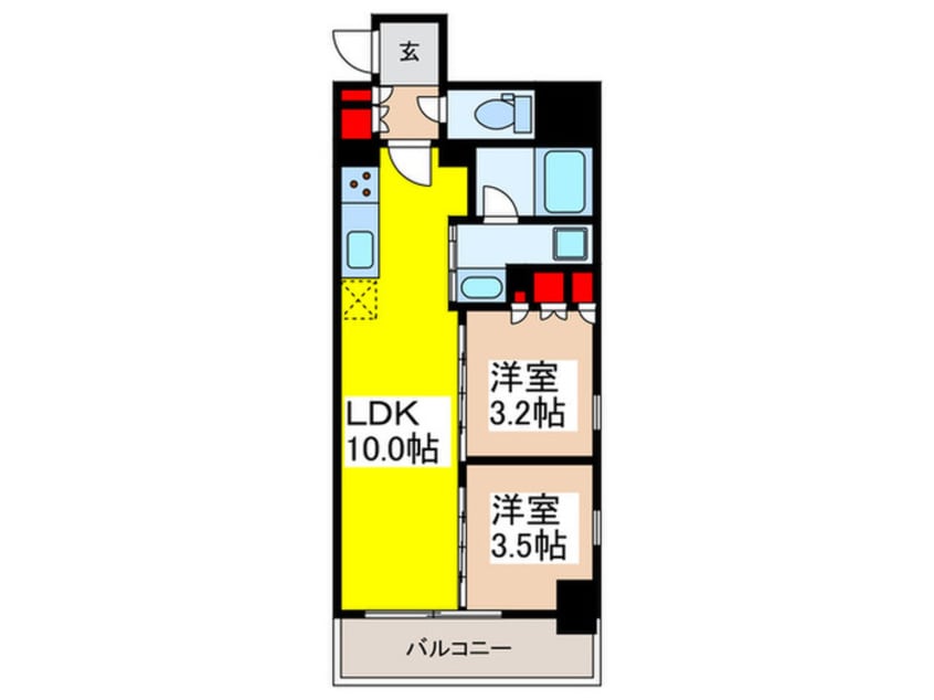 間取図 ﾌﾟﾗｳﾄﾞﾌﾗｯﾄ三越前ｲｰｽﾄ