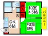 クリエイション樹林 2DKの間取り