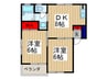 シャトー勝平 2DKの間取り