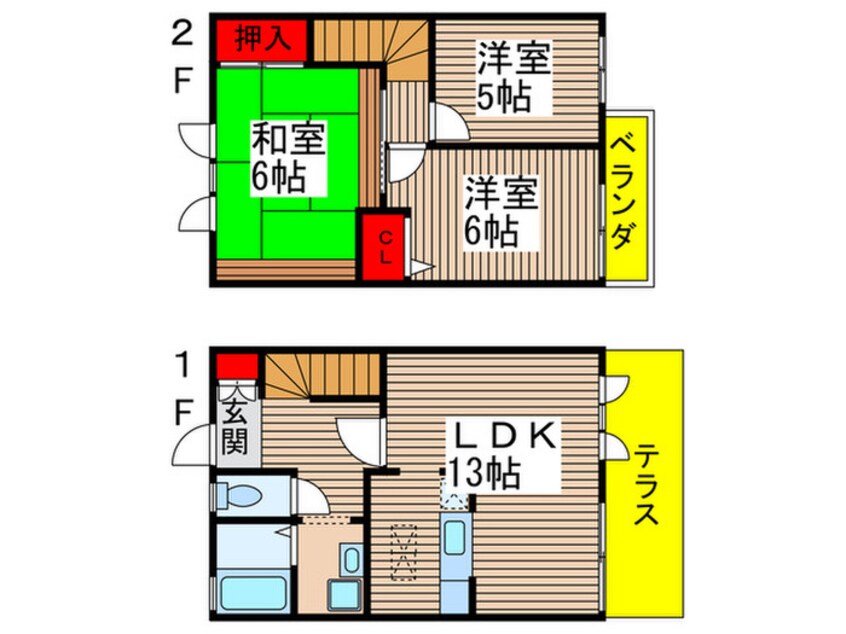 間取図 リバ－キャッスル下市場Ｂ