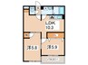 サンヒルズマンション 2LDKの間取り