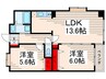 サルーテ 2LDKの間取り