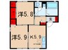 ツインハイツB棟 2Kの間取り