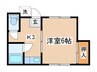第二池武屋荘 1Kの間取り