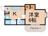 パラド－ル常盤Ⅲ 1Kの間取り