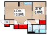 ブロ－テ川越Ⅱ 1LDKの間取り