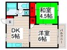 メゾン・ド・ボヌ－ル 2DKの間取り