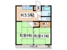 コーポ八木 2Kの間取り