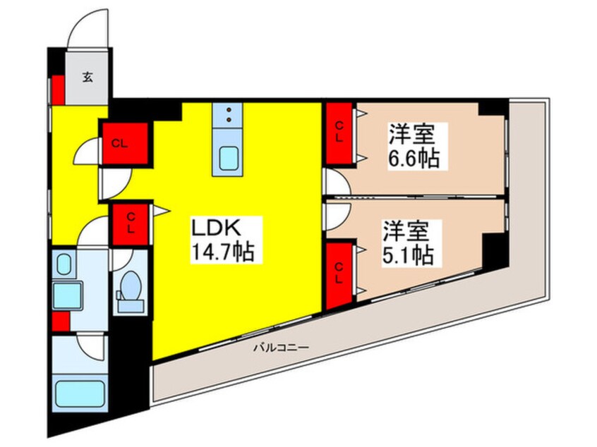 間取図 ﾌﾞﾙｯｸｻｲﾄﾞ水天宮前