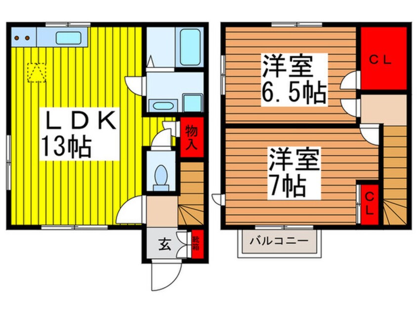 間取図 ｺﾝﾌｫﾙﾄてらぞの