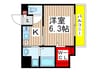 グランブルー海神 1Kの間取り