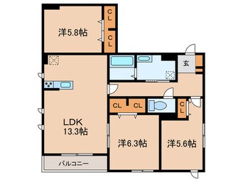 間取図 シェソワ自由が丘