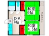 コーポ春竹 2DKの間取り