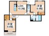 セレスティア四つ木Ⅱ 2LDKの間取り