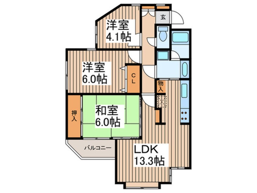 間取図 中央林間ﾊﾟｰｸ・ﾎｰﾑｽﾞ（107）