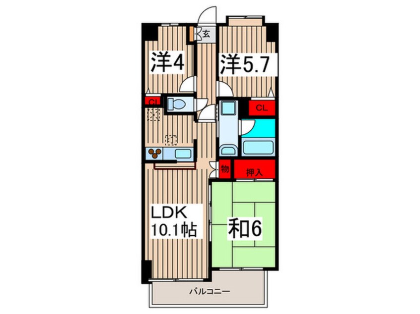 間取図 プランヴェ－ル入間霞川(908)