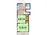 布田ハウス 2Kの間取り
