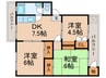 若木住宅3号棟（504） 3DKの間取り