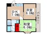 ディ－ハイツ（２－３Ｆ） 2DKの間取り