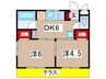 明聖ハイム 2DKの間取り