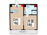 東和プラザＡ館・Ｂ館 1DKの間取り