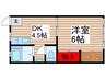 寺山ハイツ 1DKの間取り