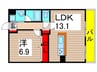 ﾚｼﾞﾃﾞﾝｽ･ﾌｫﾝﾃ-ﾇ(1F－7F) 1LDKの間取り