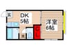 メゾン勝田台Ｂ棟 1DKの間取り