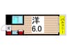 イエローエンバシー 1Rの間取り