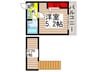 ローズアパートF15 1Kの間取り