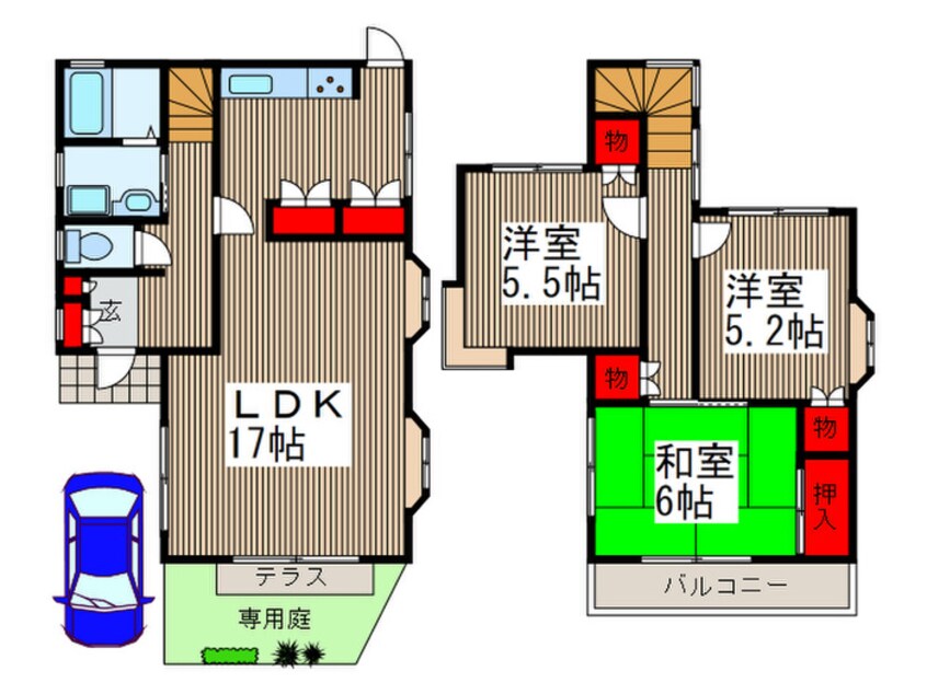 間取図 旭が丘１丁目貸家