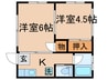 中台ハイツB棟 2Kの間取り