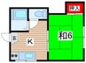楓荘 1Kの間取り