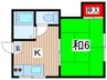 楓荘 1Kの間取り