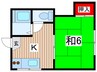 楓荘 1Kの間取り