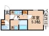 アムールりくごう荘 1Kの間取り