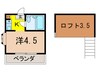 コスモパレス 1Kの間取り
