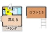 コスモパレス 1Kの間取り